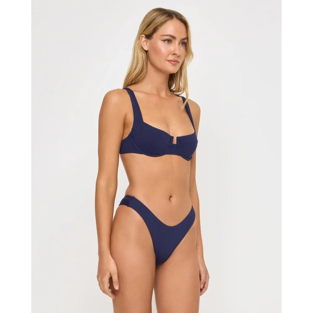NEW L*Space Rocky Bikini Bottom Sensual Solid Midnight Blue Large Summer Beach